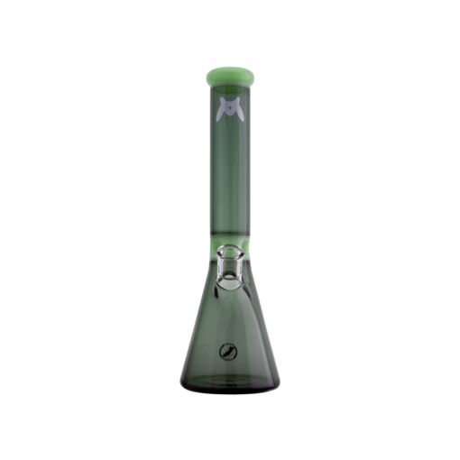MAV Glass Mini Zebra Beaker in Seafoam, Front View, 13.5" Tall with 14mm Joint