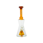 MAV Glass Pyramid Hourglass Bong in Amber with Slitted Pyramid Percolator, Front View on White Background