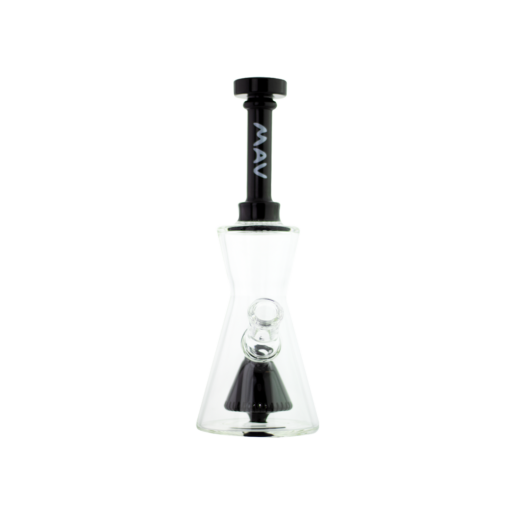 MAV Glass Pyramid Hourglass Bong in Black with Slitted Pyramid Percolator - Front View