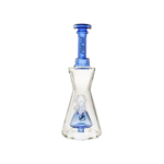 MAV Glass Pyramid Hourglass Bong in Ink Blue with Slitted Pyramid Percolator - Front View