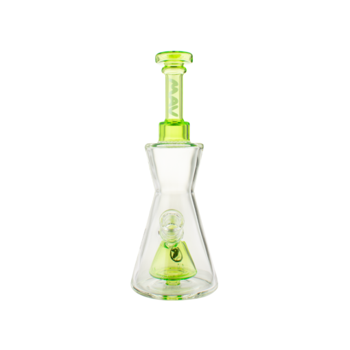MAV Glass Pyramid Hourglass Bong with Slitted Pyramid Percolator, 10" Beaker Design, Front View