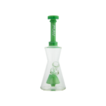 MAV Glass Pyramid Hourglass Bong in Seafoam with Slitted Percolator, 10" Height, Front View