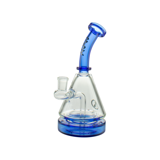 MAV Glass 8" Ink Blue Pyramid Bong with 2 Hole Diffuser, 90 Degree 14MM Female Joint