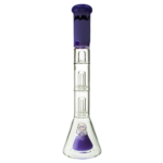 MAV Glass Purple Pyramid to Double UFO Beaker Bong Front View on White Background