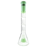 MAV Glass Pyramid to Double UFO Beaker Bong in Seafoam, 18" height, 18-19mm joint, front view