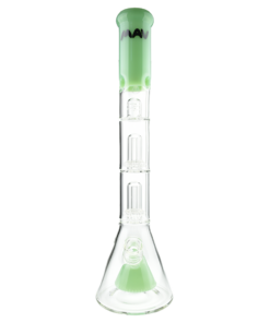 MAV Glass Pyramid to Double UFO Beaker Bong in Seafoam, 18" height, 18-19mm joint, front view