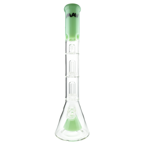 MAV Glass Pyramid to Double UFO Beaker Bong in Seafoam, 18" height, 18-19mm joint, front view