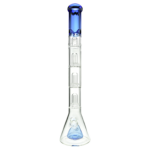 MAV Glass Pyramid To Triple Ufo Beaker in Ink Blue, 21" tall with 18-19mm joint size, front view