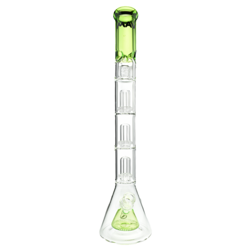 MAV Glass Pyramid To Triple UFO Beaker Bong Front View on Seamless White Background