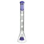 MAV Glass Pyramid To Triple UFO Beaker Bong in Purple - 21" Tall with 18-19mm Joint - Front View