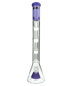 MAV Glass Pyramid To Triple UFO Beaker Bong in Purple - 21" Tall with 18-19mm Joint - Front View