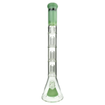 MAV Glass Pyramid to Triple UFO Beaker Bong in Seafoam, 21" Tall with 18-19mm Joint, Front View