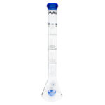 MAV Glass Triple Slitted Puck To UFO Beaker Bong in Blue, Front View on White Background