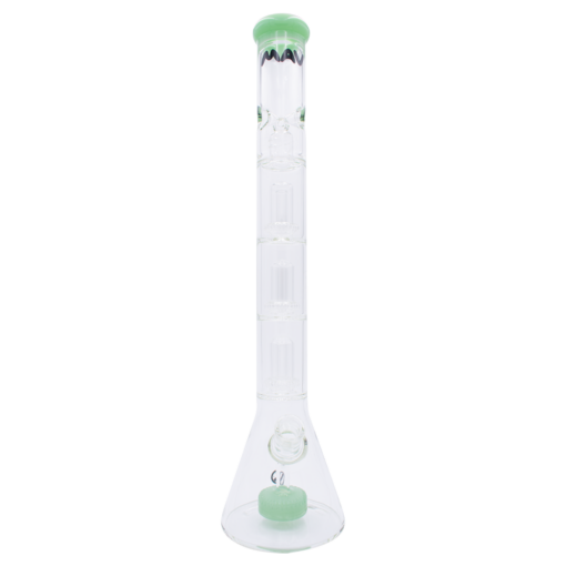 MAV Glass Triple Slitted Puck To UFO Beaker in Seafoam, Front View, 21" Tall with Showerhead Percolator