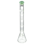 MAV Glass Triple UFO Beaker Bong, 21" tall with 18-19mm joint size, front view on white background