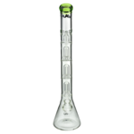 MAV Glass Triple UFO Beaker Bong, 21" Tall, 18-19mm Joint, Front View on White