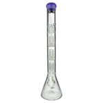 MAV Glass Triple UFO Beaker Bong, 21" height, clear glass, 18-19mm joint, front view on white