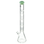 MAV Glass Triple UFO Beaker Bong in Seafoam, 21" Tall with 18-19mm Joint, Front View