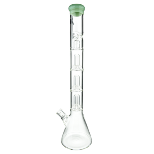 MAV Glass Triple UFO Beaker Bong in Seafoam, 21" Tall with 18-19mm Joint, Front View