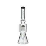 MAV Glass Wig Wag Reversal UFO Beaker Bong in Black, 13" Tall with Showerhead Percolator, Front View