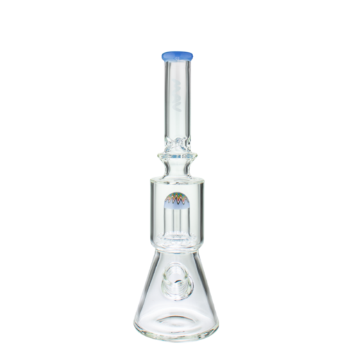 MAV Glass Wig Wag Reversal UFO Beaker Bong in Lavender, 13" Tall with Showerhead Percolator, Front View