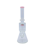 MAV Glass Wig Wag Reversal UFO Beaker Bong in Pink with Showerhead Percolator, Front View