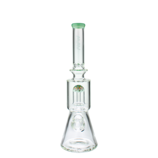MAV Glass Wig Wag Reversal UFO Beaker in Seafoam with Showerhead Percolator - Front View