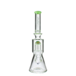 MAV Glass Wig Wag Reversal UFO Beaker in Slime, 13" with Showerhead Percolator, Front View