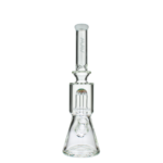 MAV Glass Wig Wag Reversal UFO Beaker Bong in White with Showerhead Percolator - Front View
