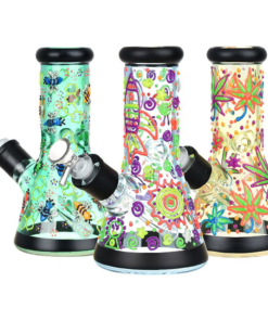 Phantasmagoric Glow In The Dark Glass Beaker Water Pipe | 8" | 14mm F | Designs Vary