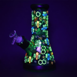 Phantasmagoric Glow In The Dark Glass Beaker Water Pipe | 8" | 14mm F | Designs Vary