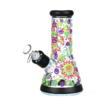 Phantasmagoric Glow In The Dark Glass Beaker Water Pipe | 8" | 14mm F | Designs Vary