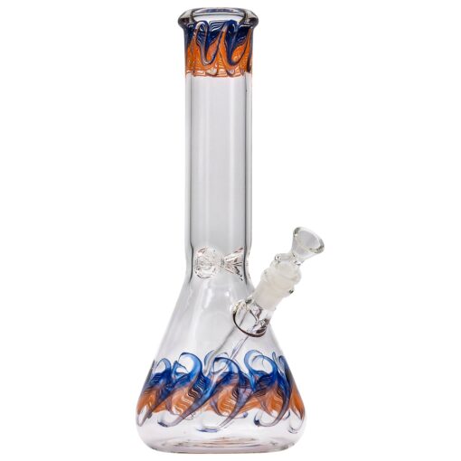 LA Pipes "Phoenix Rising" Beaker Bong, Mixed Color Wrap, 12", Glass on Glass Joint, USA Made