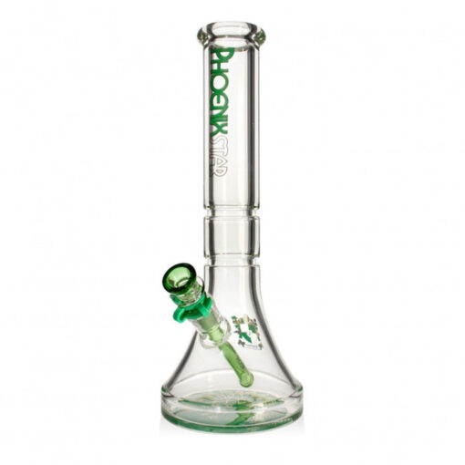 Phoenix Star 9mm Extra Thick Beaker Glass Bong 36cm Green Marble