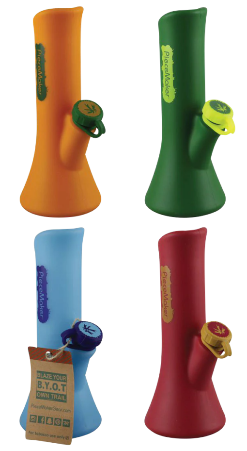 PieceMaker "KaliGo" Silicone Bongs in assorted colors with herb bowl and logo