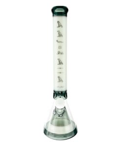MAV Glass 18" Hieroglyph Pyramid Beaker Bong with Ice Pinch, Front View on White Background