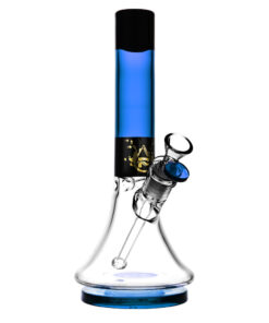 Pulsar High Class Beaker Bong, 10.5" Borosilicate Glass, Front View with Blue Accents