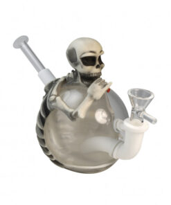 Skeleton Silicone & Glass Bong 15cm – Compact Skull Design
