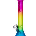 Daze Glass - 16" Rainbow Color Glass Water Pipe Front View on White Background