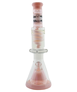 MAV Glass Reversal Wig Wag Milky Pink Beaker with Freezable Coil, Front View