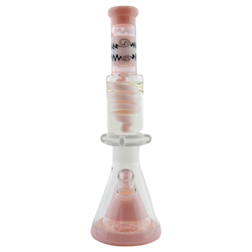 MAV Glass Reversal Wig Wag Milky Pink Beaker with Freezable Coil, Front View