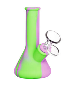 Silicone Beaker Travel Bong - Lil' Doink in Neon Green and Pink - Compact Design