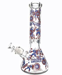 Stone Age 9mm Extra Thick Captain America Beaker Glass Bong 30cm