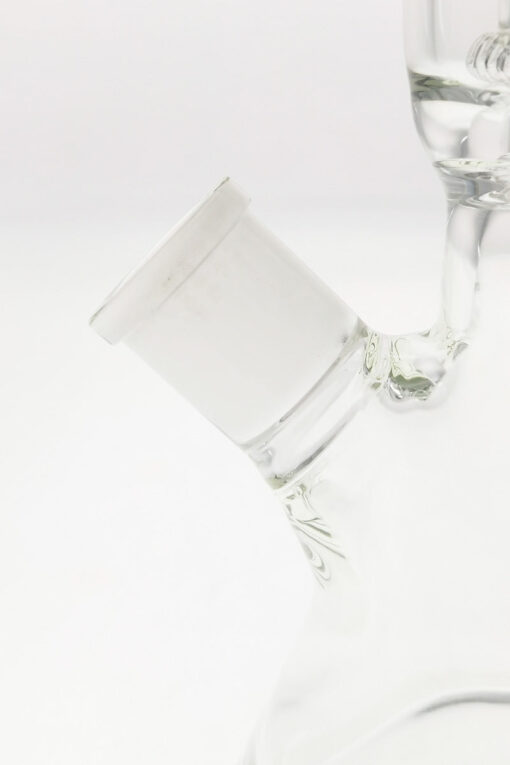 Close-up of TAG 12" Super Slit UFO Beaker's 18/14MM downstem with clear glass design