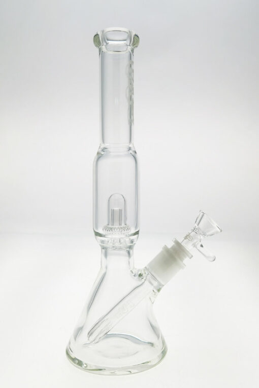 TAG 12" Super Slit UFO Beaker Bong with 18/14MM Downstem, Clear Glass, Front View
