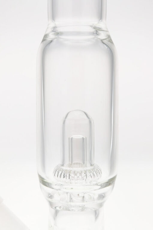 Close-up of TAG 12" Super Slit UFO Beaker Bong with clear glass and intricate percolator