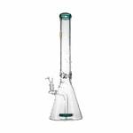 Hemper Beast Bong 12" in Clear Glass with Black Accents and Bubble Design, Front View