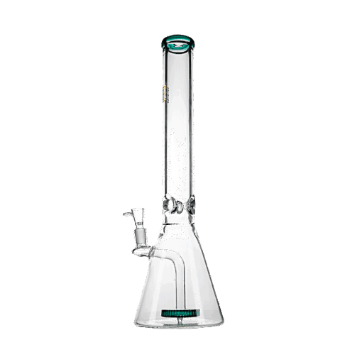 Hemper Beast Bong 12" in Clear Glass with Black Accents and Bubble Design, Front View