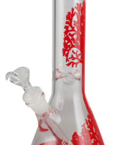 11" Tree Water Pipe with Beaker Design, 14mm Female Joint, Borosilicate Glass, Front View