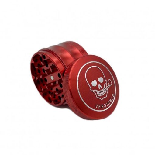 VERSIONI.O Red Aluminium Alloy Skull 4 Piece Grinder 63mm
